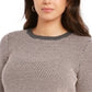 Charter Club Women's Ribbed Patterned Long Sleeve Jewel Neck Sweater Gray Size Large