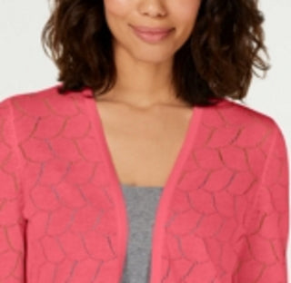 Charter Club Women's Pointelle Completer Cardigan Pink Size Medium