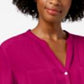 Charter Club Women's Split Neck Utility Shirt Pink Size PSM