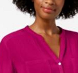 Charter Club Women's Split Neck Utility Shirt Pink Size PSM