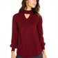 Style & Co Women's Mock Neck Keyhole Sweater Red Size Small