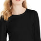 Charter Club Women's Supima Puff Sleeve Top Black Size Medium