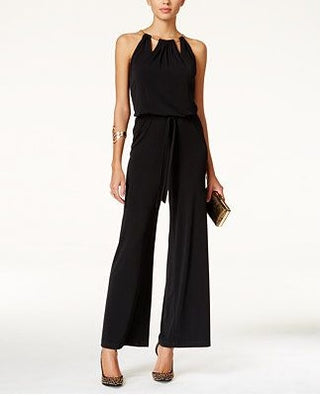 Thalia Sodi Women's Chain Neck Jumpsuit Black  Size XXL