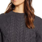 Lucky Brand Women's Crew Neck Cable Knit Sweater Black Size Small