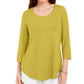 JM Collection Women's Scoop Neck Top Green Size X-Large