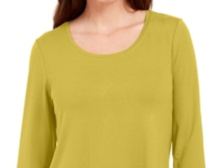 JM Collection Women's Scoop Neck Top Green Size X-Large