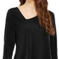 Alfani Women's Solid Short Sleeve V Neck Top Black Size Petite S