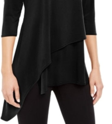 Alfani Women's Solid Short Sleeve V Neck Top Black Size Petite S