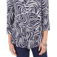 JM Collection Women's 3/4 Sleeve Printed Top Blue Size Medium