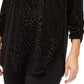 JM Collection Women's Zippered Printed Long Sleeve Crew Neck Blouse Top Black Size Medium