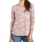 Style & Co Women's Printed Cotton Thermal Top Pink Size Petite L