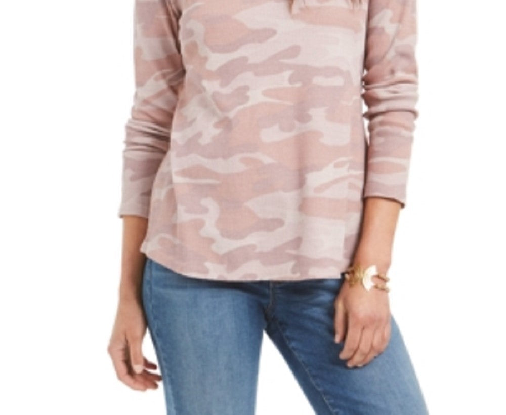 Style & Co Women's Printed Cotton Thermal Top Pink Size Petite L