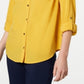 Charter Club Women's Solid Button Up Shirt Yellow Size Petite Medium