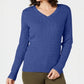 Karen Scott Women's Cotton V Neck Sweater Blue Size Large
