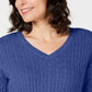 Karen Scott Women's Cotton V Neck Sweater Blue Size Large