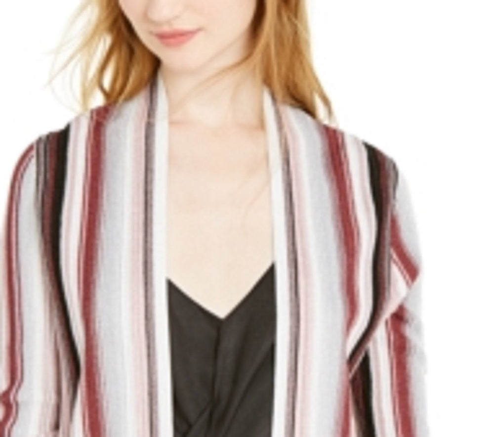 INC International Concepts Women's Striped Open Front Cardigan Pink Size Petite L