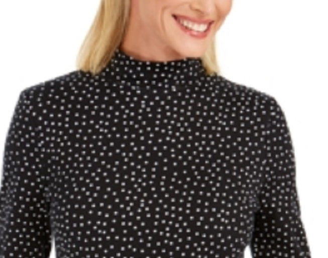 Charter Club Women's Pima Cotton Mock Neck Top Black Size Medium