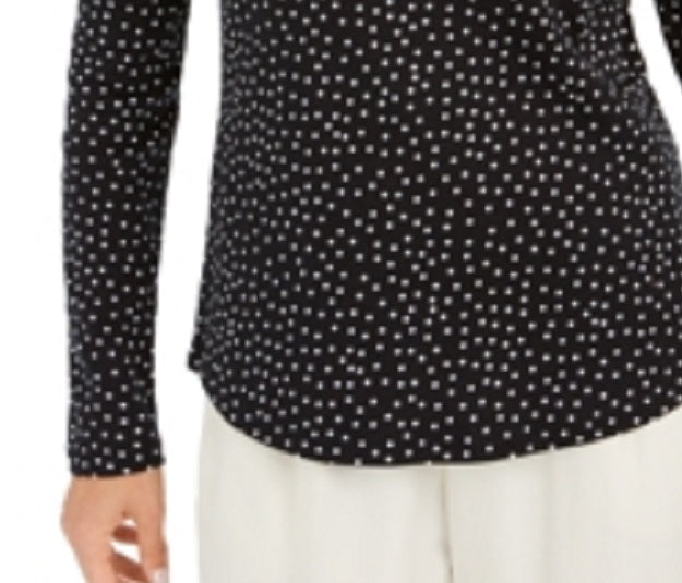 Charter Club Women's Pima Cotton Mock Neck Top Black Size Medium