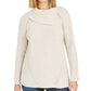 Style & Co Women's Pointelle Envelope Neck Sweater Brown Size Petite L