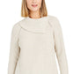 Style & Co Women's Pointelle Envelope Neck Sweater Brown Size Petite L