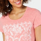Style & Co Women's Graphic T-Shirt Orange Size X-Small