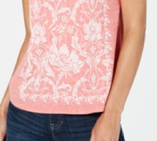 Style & Co Women's Graphic T-Shirt Orange Size X-Small