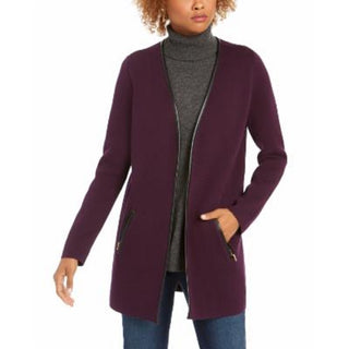 Charter Club Women's Milano Cotton Open Front Cardigan Purple Size Small