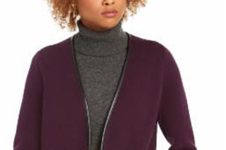 Charter Club Women's Milano Cotton Open Front Cardigan Purple Size Small