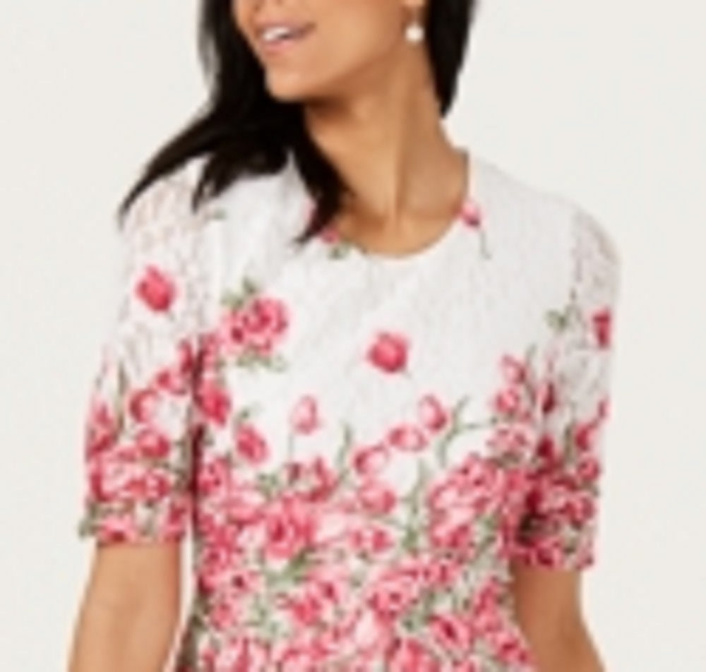 Charter Club Women's Lace Fit & Flare Dress White Size S