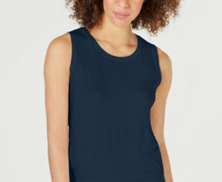 Charter Club Women's Sleeveless Crew Neck Sweater Blue Size Large