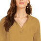 Style & Co Women's Textured Solid Popover Top Yellow Size X-Large