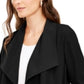 Alfani Women's Wing Collar Draped Front Jacket Black Size Petite X-Large