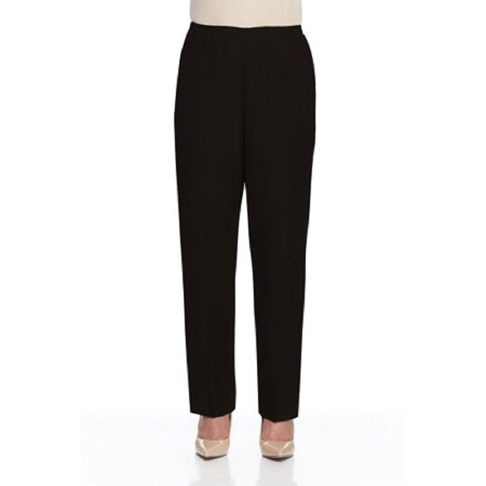Alfred Dunner Women's Classics Pull On Straight Leg Pants Black Size 16