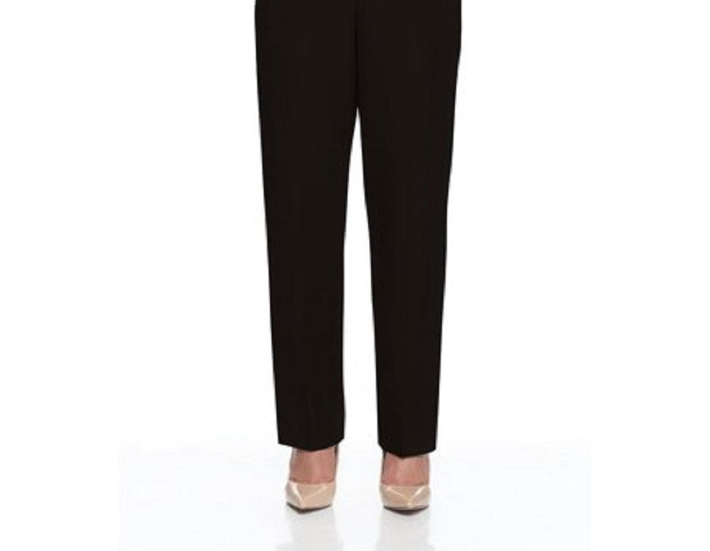 Alfred Dunner Women's Classics Pull On Straight Leg Pants Black Size 16