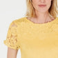 Charter Club Women's Cotton Lace Embellished T-Shirt Yellow Size Medium