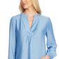 Vince Camuto Women's Rumple Split Neck Blouse Blue Size X-Large