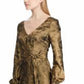 Ralph Lauren Women's Long Sleeve Tea Length Wrap Dress Gold Size 8