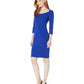 Calvin Klein Women's Sheath Dress 3/4 Sleeves Knee Length Blue Size 4