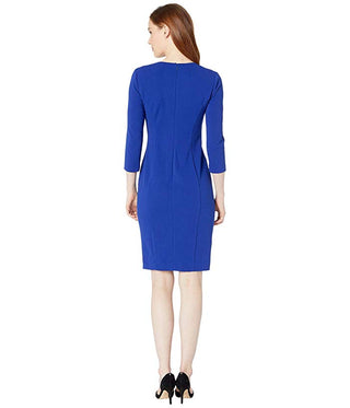 Calvin Klein Women's Sheath Dress 3/4 Sleeves Knee Length Blue Size 4