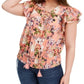 INC International Concepts Women's Floral Cotton Top Pink Size 1X
