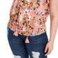 INC International Concepts Women's Floral Cotton Top Pink Size 1X