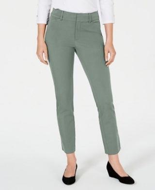 Charter Club Women's Newport Tummy Control Slim Fit Pants Green Size 4