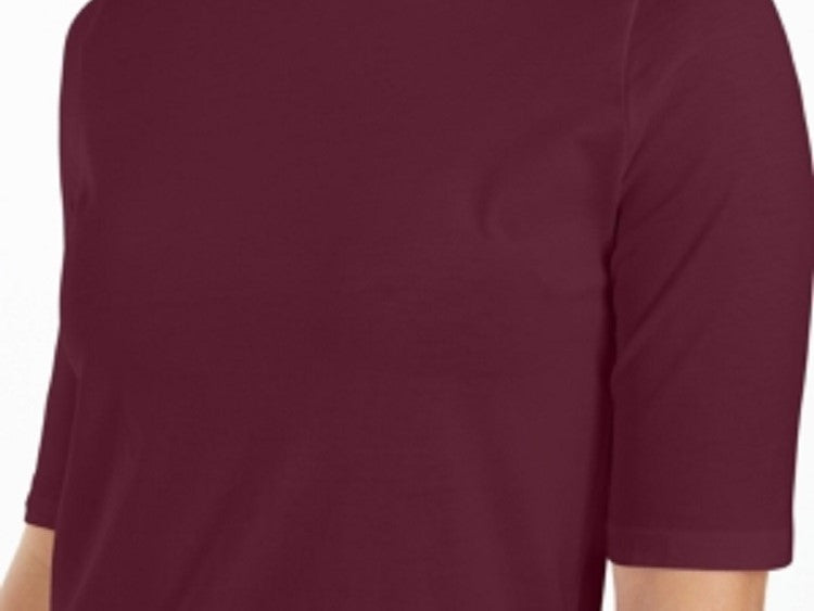 Charter Club Women's Supima Cotton Mock Neck Top Wine Size X-Large