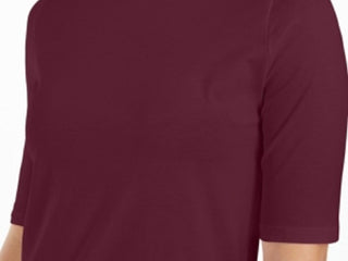 Charter Club Women's Supima Cotton Mock Neck Top Wine Size X-Large