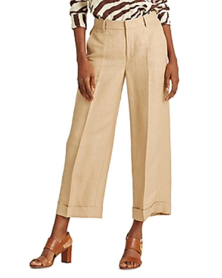 Ralph Lauren Women's High RiseWide Leg Pants Beige Size 8