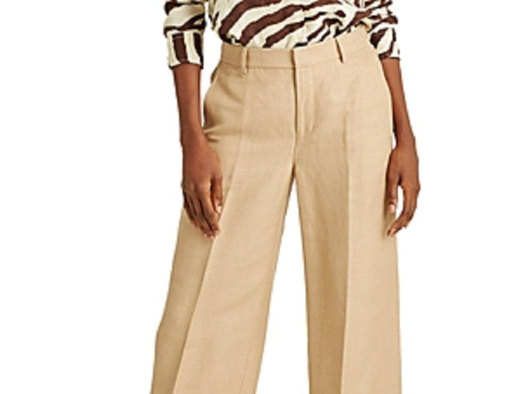 Ralph Lauren Women's High RiseWide Leg Pants Beige Size 8