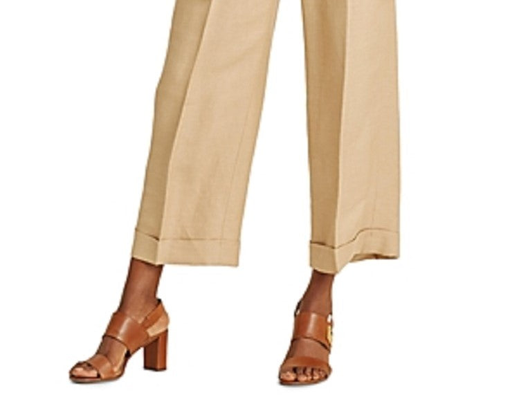 Ralph Lauren Women's High RiseWide Leg Pants Beige Size 8