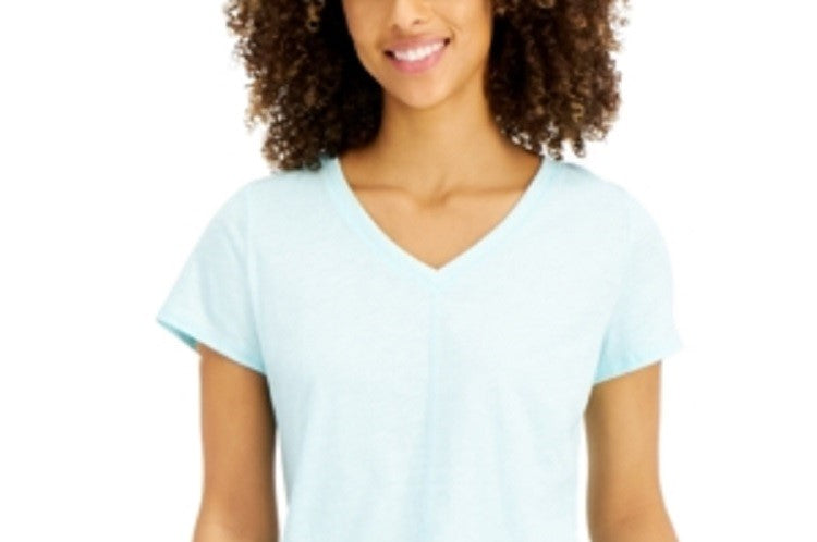 Charter Club Women's Intimates Solid Sleepwear Shirt Blue Size Medium