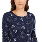 Charter Club Women's Printed Pima Cotton Top Blue Size X-Small