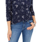 Charter Club Women's Printed Pima Cotton Top Blue Size X-Small